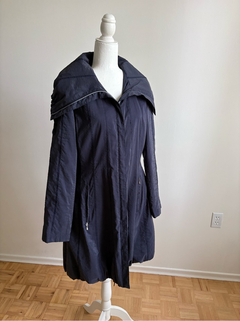 Novelti by AJG Mid-Length Coat w/ Dramatic Portrait Collar, Blue 8